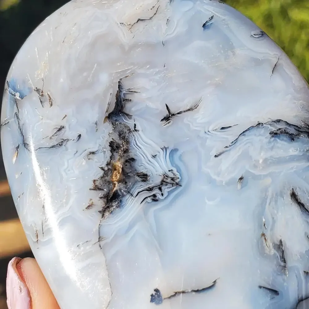Dendritic Agate Multi-Color Pattern Translucent Freeform Crystal 258 Grams